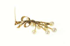 14K Yellow Gold Floral Bouquet Pearl Cluster Statement Pin/Brooch