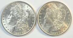 Very Choice BU 1889-P & 1896-P Morgan Silver Dollars