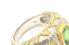 LADIES 18 KT WHITE GOLD DIAMOND AND TOURMALINE RING