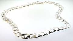 Italian Heavy Sterling Silver Curb Chain Necklace