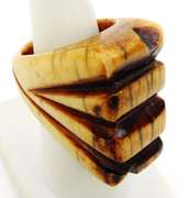 Big Vintage Carved Bone Statement Ring, Size 6