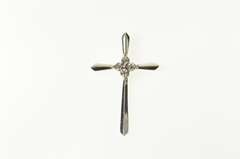 10K White Gold Diamond Classic Cross Christian Faith Pendant
