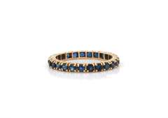 Cute Yellow Gold Blue Sapphire Eternity Band