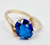 Bold Blue Gemstone on Yellow Gold Ring