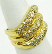 Stellar 18K Gold Ring of Pave Diamonds, Size 5