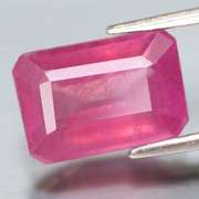 Amazing 3.65ct reddish pink emerald cut Ruby
