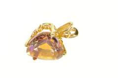 14K Yellow Gold Peach Mystic Topaz Heart Solitaire Pendant