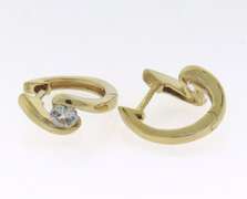 Amazing Cubic Zirconia Yellow Gold Huggie earrings