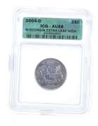 AU58 2004-D Wisconsin State Quarter - Extra Leaf High - Graded ICG