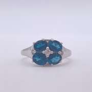 14kt Gold, Blue Sapphire, & Diamond Cocktail Ring