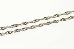14K White Gold 2.2mm Herringbone Twist Link Spiral Chain Necklace