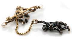 Very Cute Gemstone Monkey Brooch