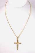 Detailed Gold Cross Pendant & Chain