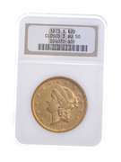 AU50 1873-S $20 Liberty Head Gold Double Eagle - Closed 3 - NGC