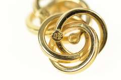 14K Yellow Gold Retro Twist Circle Stud Enhancer Earring Jackets