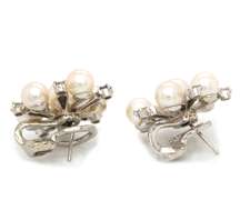 Fantastic White Gold Pearl and Diamond Star Earrings