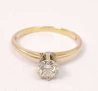 Lush .5 Ct Solitaire Diamond Set in 6 Prong 14K Gold Ring
