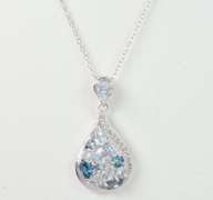 Multi-Gem Pendant & Chain, Sterling