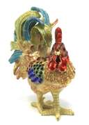 Rooster Multi Rhinestone Trinket Box