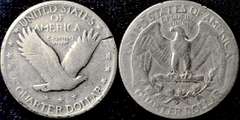 Lot Of 1921 Standing Liberty & 1932-D Washington Quarters