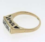 Vintage White Gold 3 Stone Euro Cut Diamond Ring