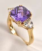 Modern Amethyst & White Sapphire Ring