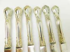 6 Vintage Sterling Silver Fruit Knives