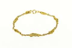 24K Yellow Gold Raw Textured Nugget Retro Statement Bracelet