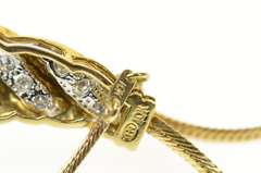 10K Yellow Gold Wavy Diamond Encrusted Herringbone Necklace