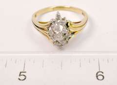 Lavish Round Cut Diamonds Set in 14K Gold Cluster Ring