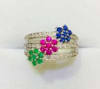 14kt Gold, Ruby, Emerald, Blue Sapphire, & Diamond Ring!
