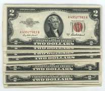 22 Much nicer Series of 1953 $2 Red Seal notes