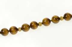 14K Yellow Gold 8.1mm Tiger's Eye Retro Ball Beaded Bracelet