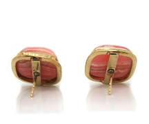 Stunning 14kt YG Rhodochrosite Cushion Cabochon Earrings
