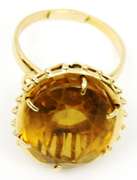 Vintage 18K Gold Ring with Huge Citrine, Size 10