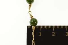 14K Yellow Gold Retro Nephrite Anchor Link Chain Bracelet