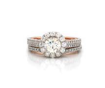 Spectacular 14kt Two-Tone Gold Round Diamond Bridal Set