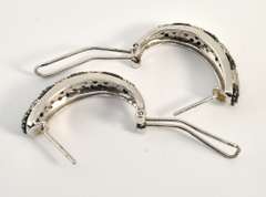 Tasteful J Hoop Black and White Dia. Earrings