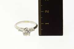 14K White Gold Three Stone Round Baguette Travel Engagement Ring