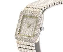 Bueche Girod Square White Gold 27mm Diamnd Dial Watch