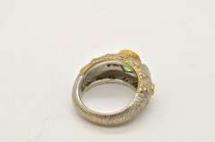 LADIES 18 KT WHITE GOLD DIAMOND AND TOURMALINE RING