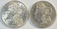 Choice BU 1888-P & 1904-O Morgan Silver Dollars