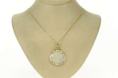 14K Yellow Gold Mother of Pearl Chinese Scene Medallion Pendant