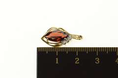 10K Yellow Gold Marquise Garnet Diamond Accent Statement Pendant
