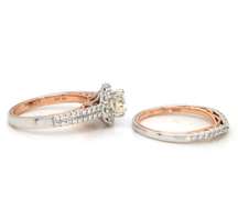 Spectacular 14kt Two-Tone Gold Round Diamond Bridal Set