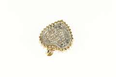10K Yellow Gold Pave Princess Diamond Heart Love Symbol Pendant