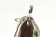 14K White Gold Natural Black Opal Diamond Accent Statement Pendant