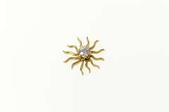 14K Yellow Gold 0.15 Ct Victorian Diamond Sun Flower Charm/Pendant