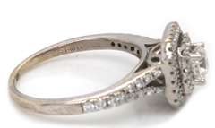 Sparkling White Gold Suare Radiant Diamond w Double Halo Eangagement Ring