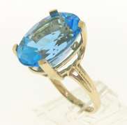 Fabulous Yellow Gold Oval Blue Topaz Ring
